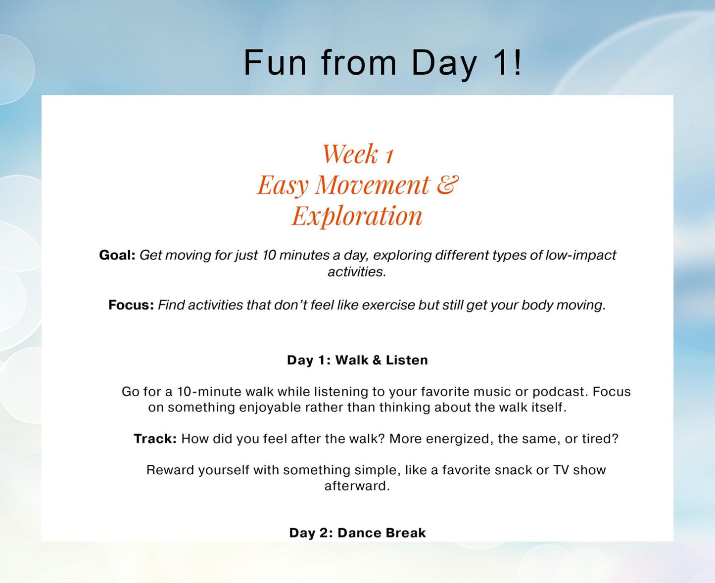 Monthly Exercise Plan for People Who Hate Exercise with Bonus Affirmation Cards