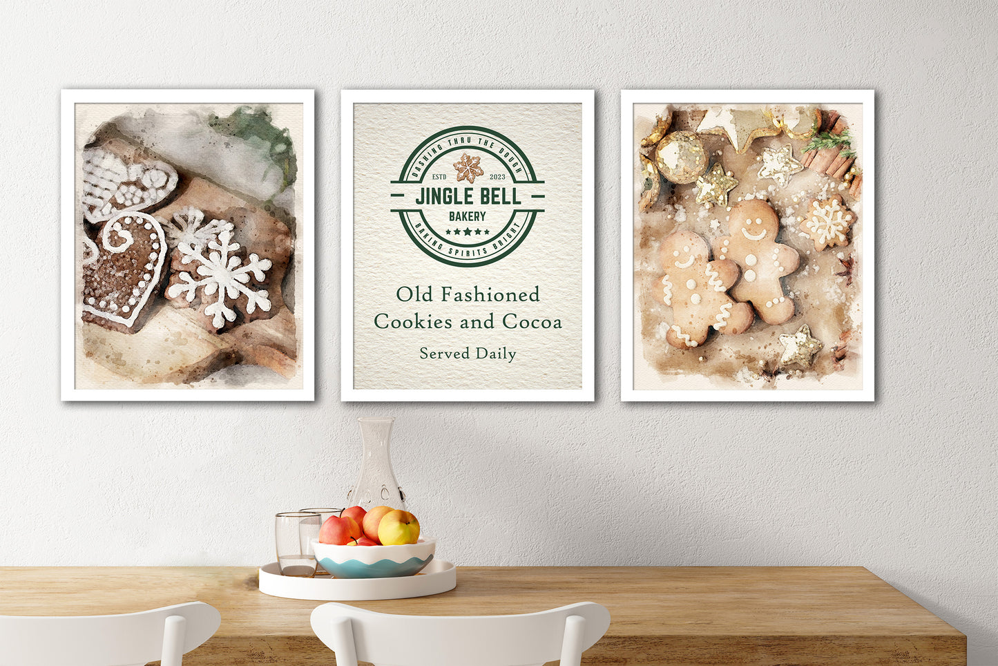 Christmas Cookie Kitchen Wall Art Set