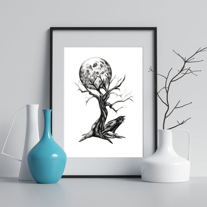 Tree and Raven Wall Art