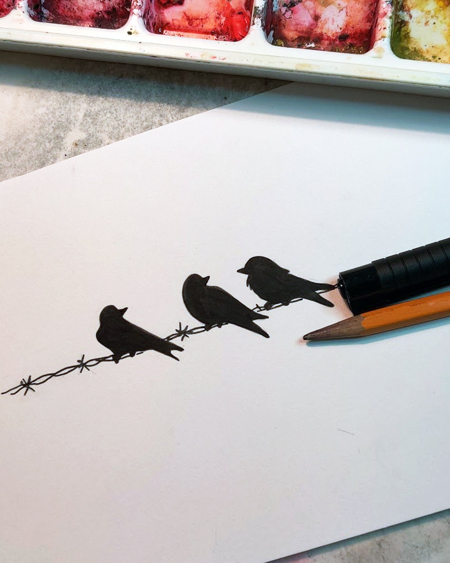 Birds on a Wire Tattoo Design