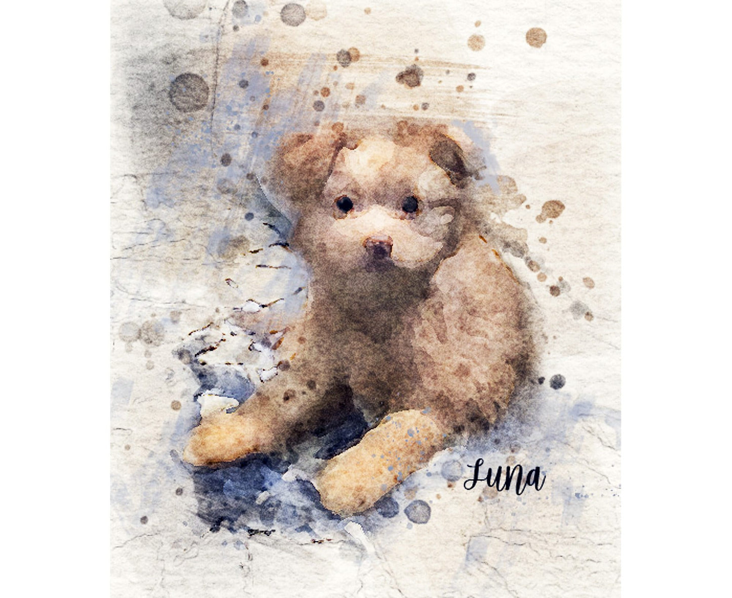 Personalized Digital Watercolor Pet Portrait