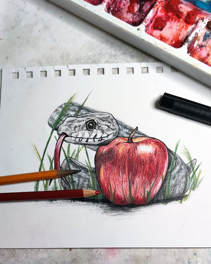 Snake and Apple Tattoo Design