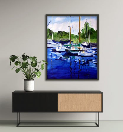 Seaside Harbor Painting Print