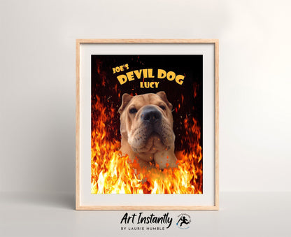 Personalized Devil Dog Pet Portrait