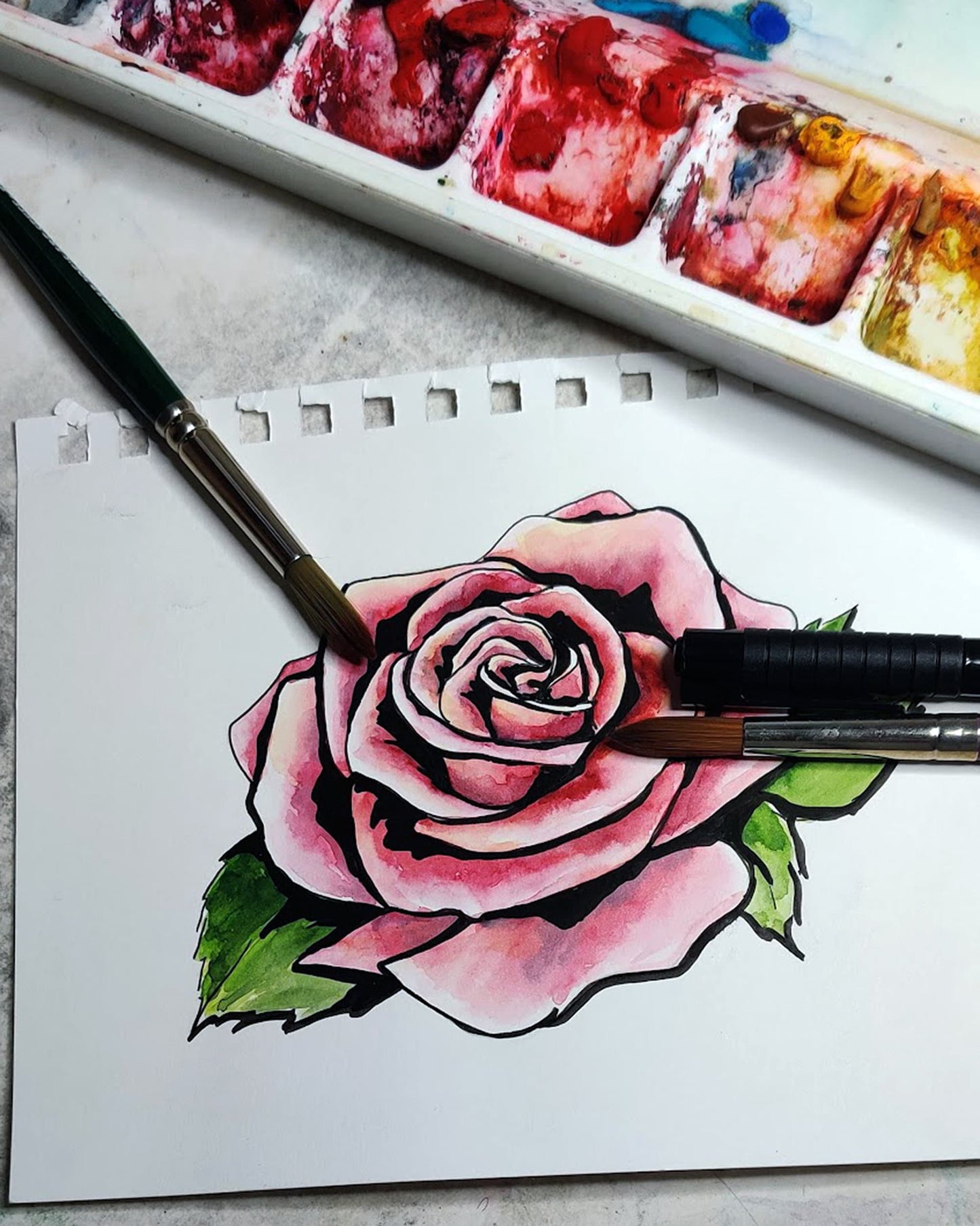 Set of 4 Rose Tattoo Designs