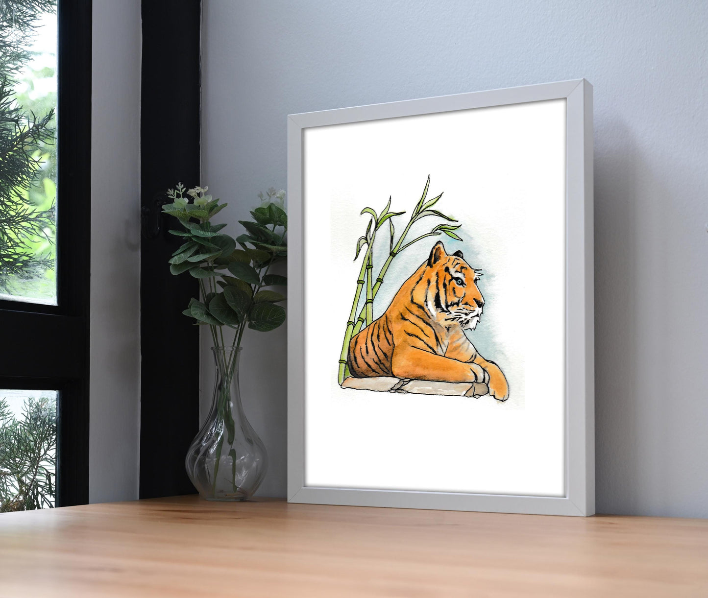 Regal Tiger Tattoo Flash Print