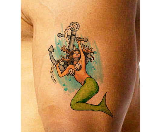 Watercolor Mermaid Tattoo Design