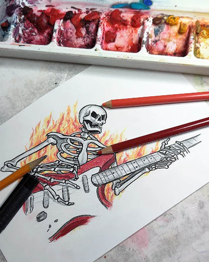 Guitar Skeleton Tattoo Design