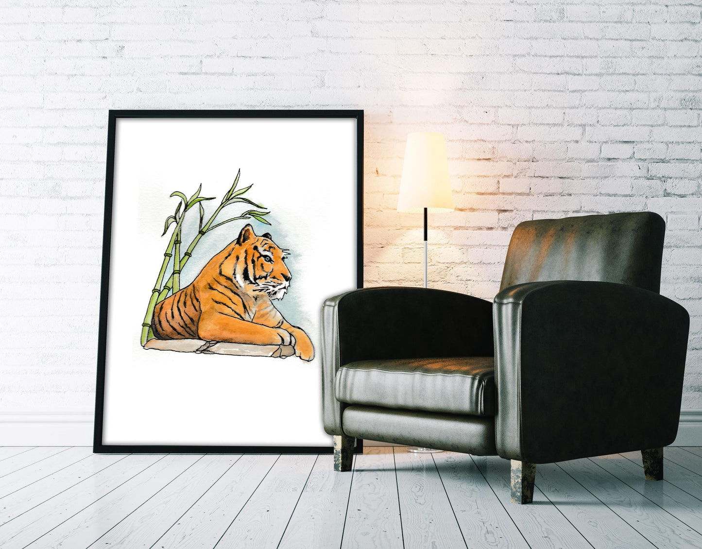 Regal Tiger Tattoo Flash Print