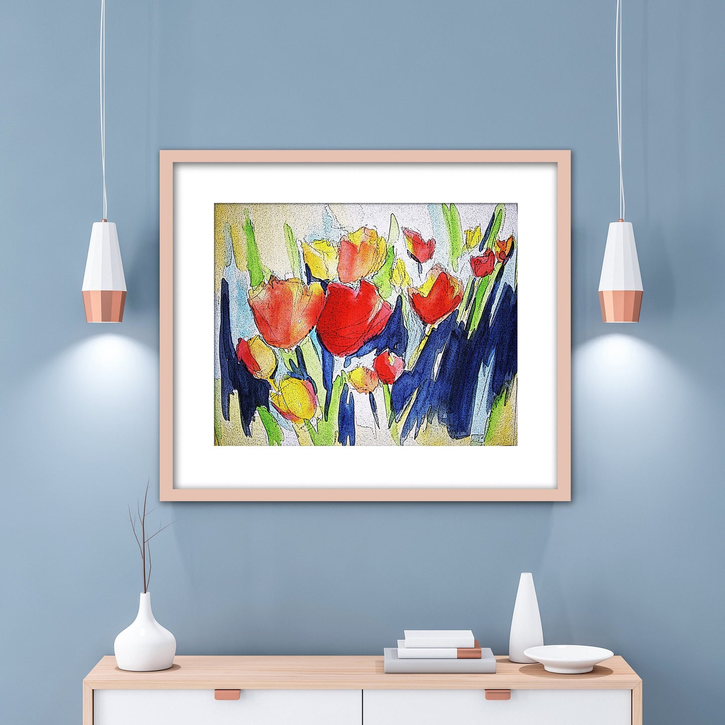 Abstract Poppy Watercolor Painting Print