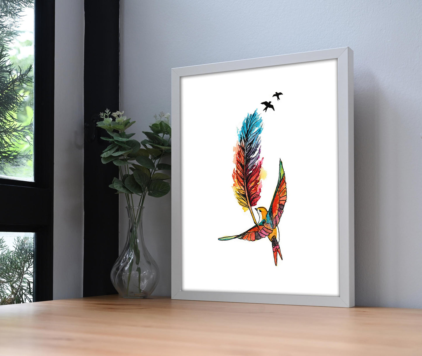 Feather Tattoo Flash Print