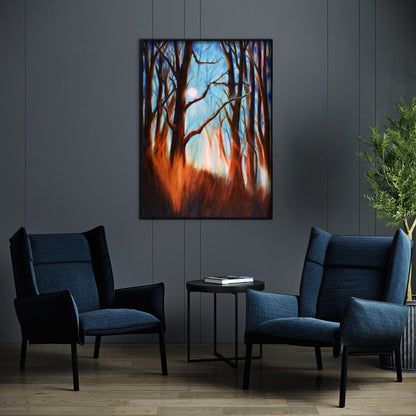 Moonlight Forest Painting Print