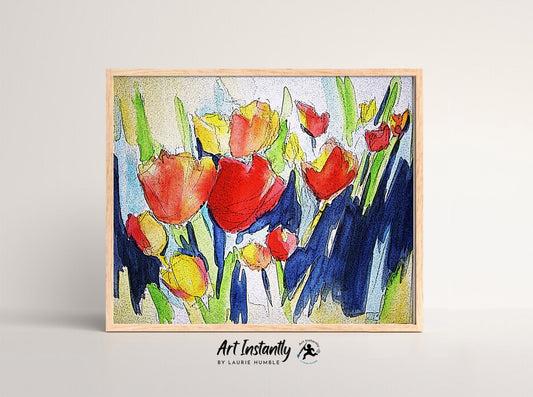 Abstract Poppy Watercolor Painting Print