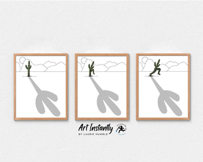 Minimalist Cactus Line Art Set Of 3 Prints