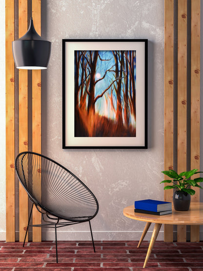 Moonlight Forest Painting Print