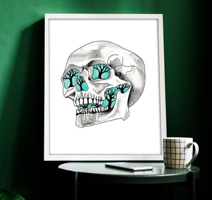 Gothic Skull Tattoo Flash Print