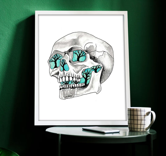 Gothic Skull Tattoo Flash Print