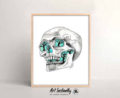 Gothic Skull Tattoo Flash Print