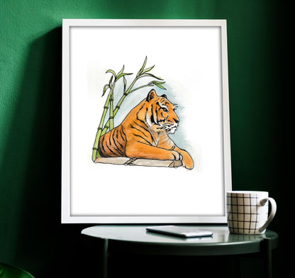 Regal Tiger Tattoo Flash Print