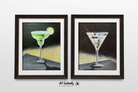 Vintage Cocktail Wall Art Set Of 2 Prints