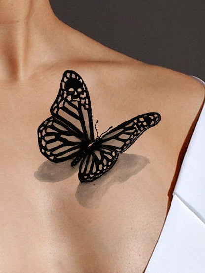 Pink Butterfly 3D Tattoo Design