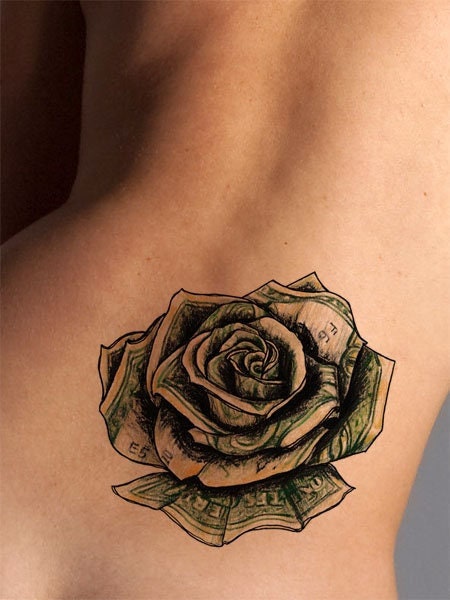 Money Rose Tattoo Design