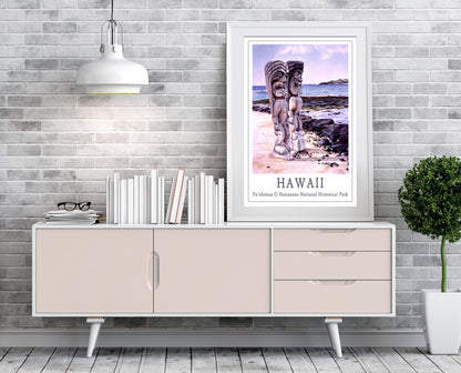 Hawaii Tiki Travel Poster