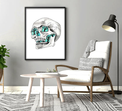 Gothic Skull Tattoo Flash Print