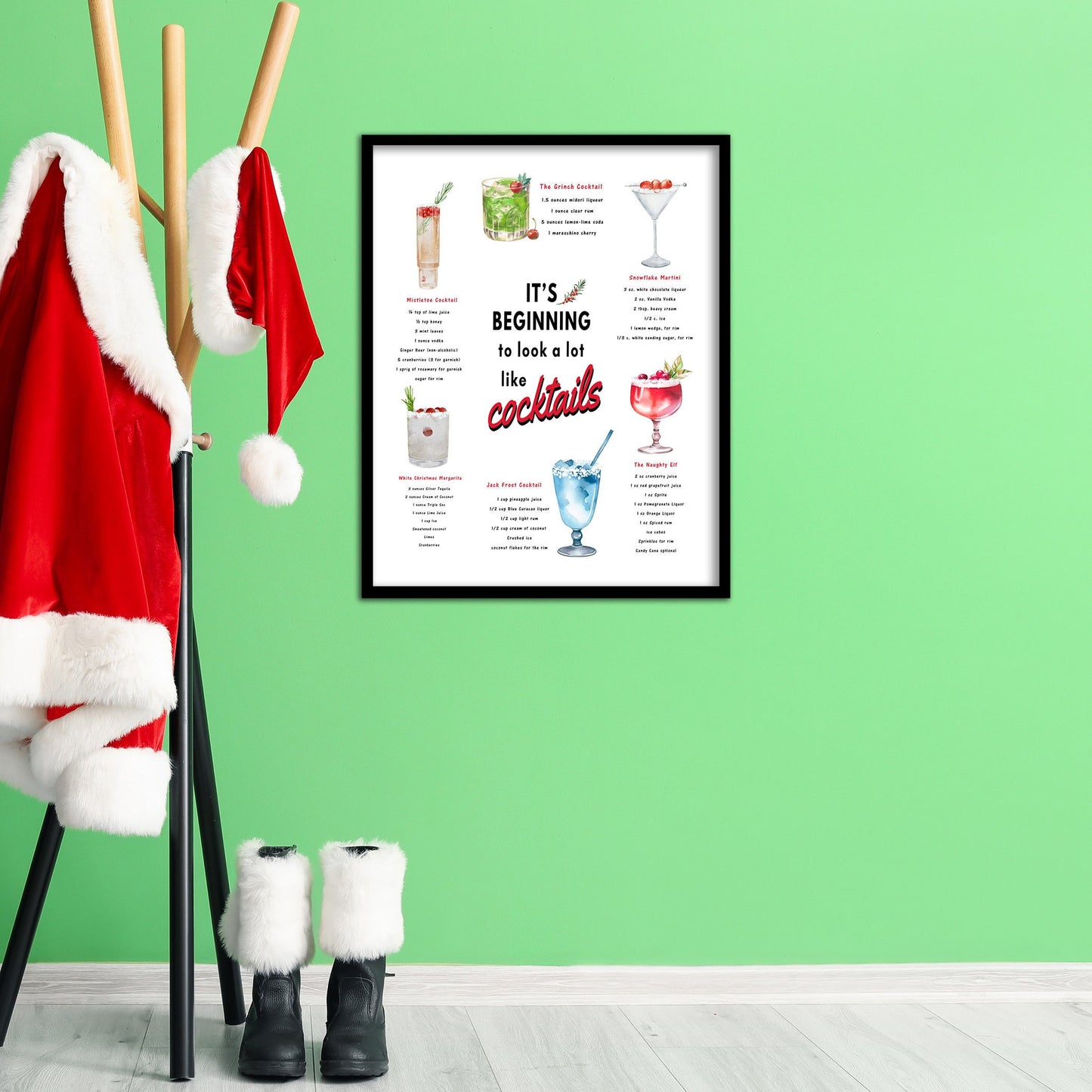 Christmas Bar Menu Art Print