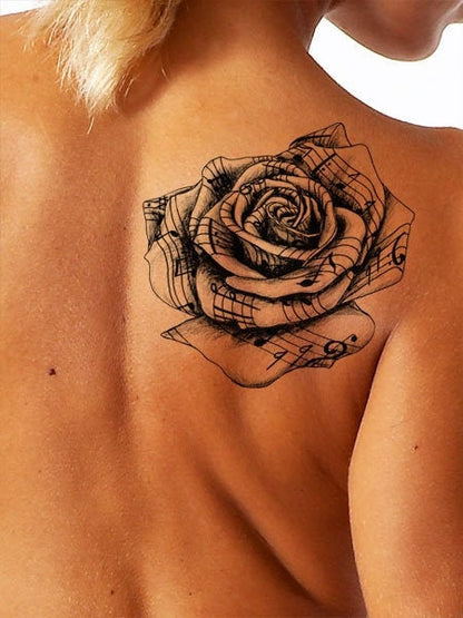 Sheet Music Rose Tattoo Design