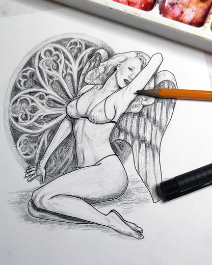 Angel Pinup Tattoo Design