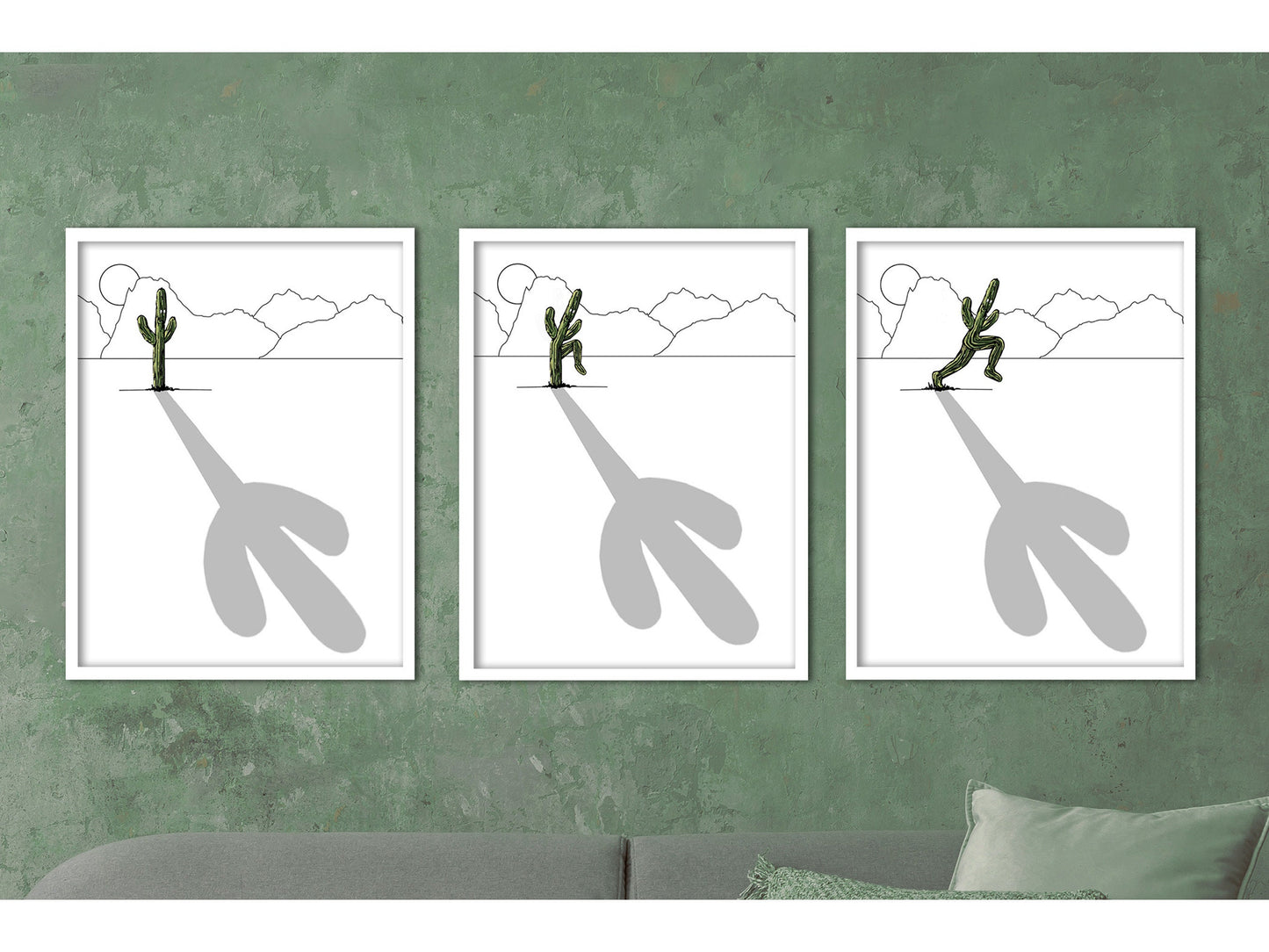 Minimalist Cactus Line Art Set Of 3 Prints