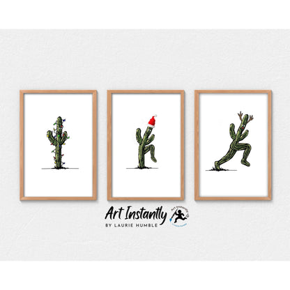 Christmas Cactus Set Of 3 Prints