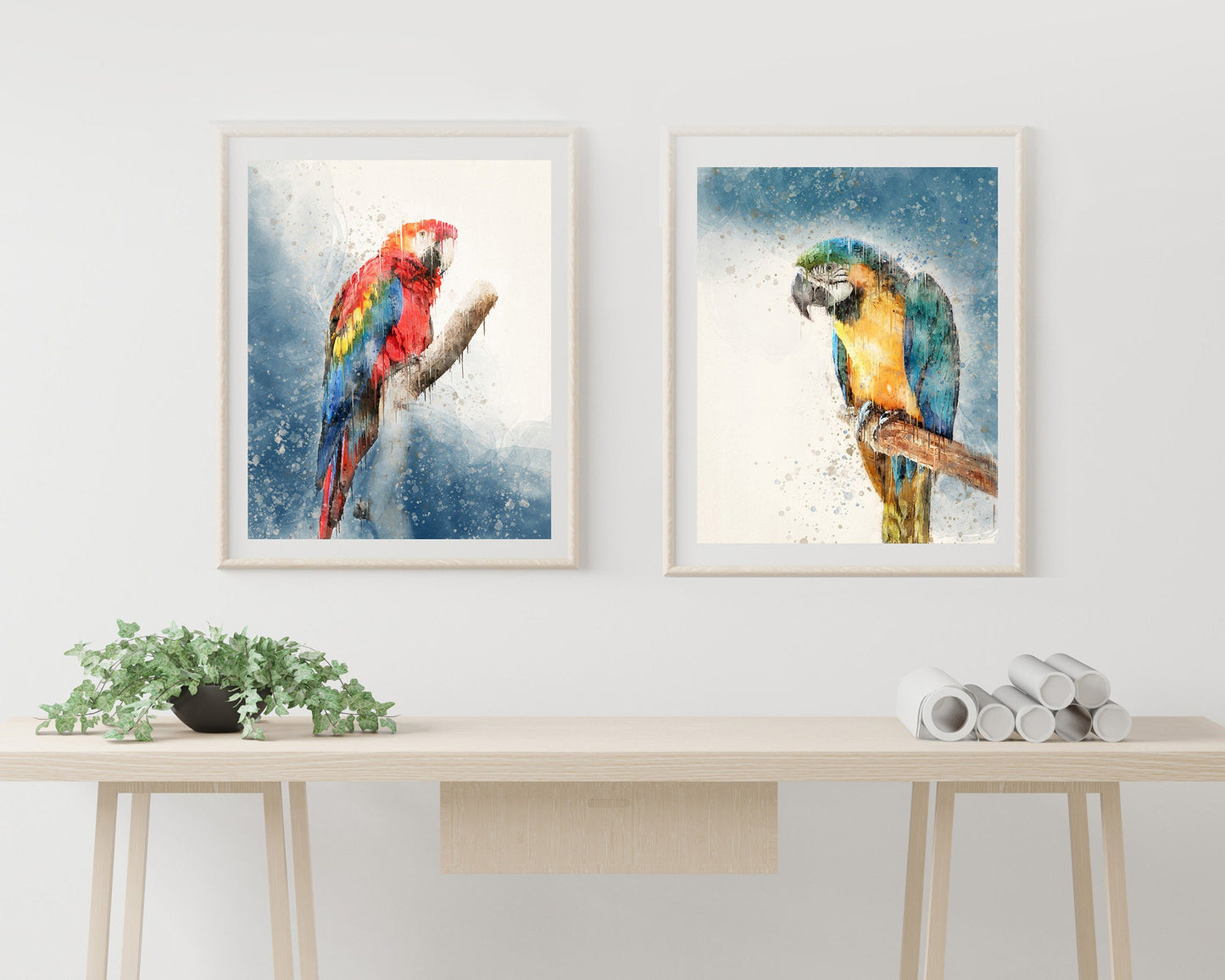 Set of 2 Macaw Parrot Prints