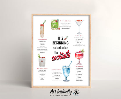 Christmas Bar Menu Art Print