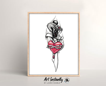 Traditional Thorn Heart Tattoo Flash Print