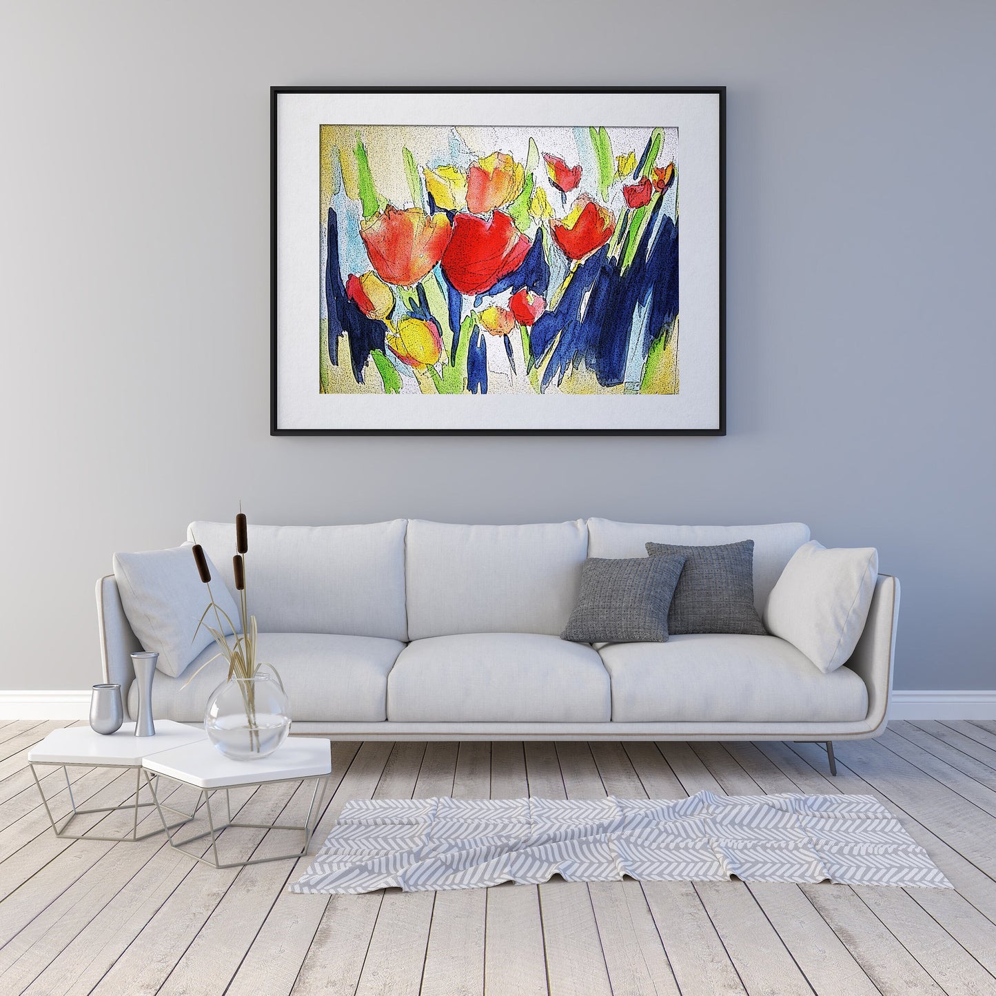 Abstract Poppy Watercolor Painting Print