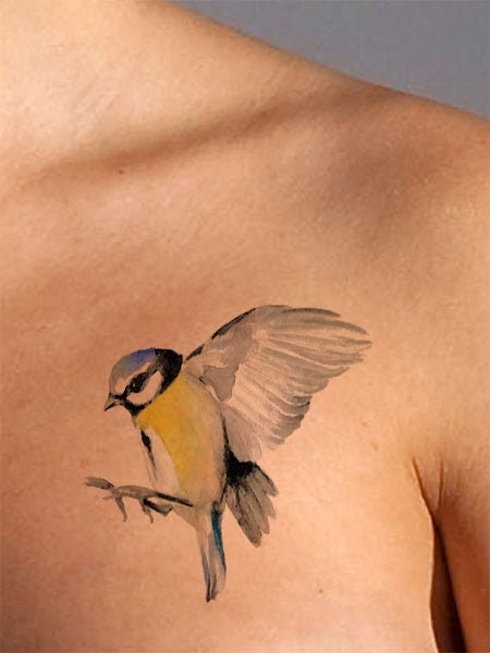 Watercolor Bird Tattoo