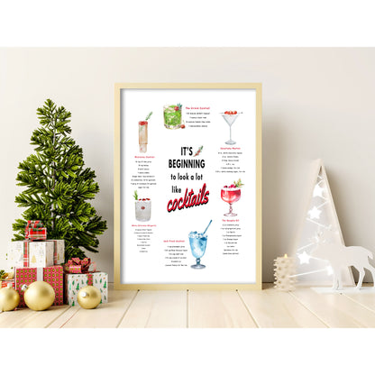 Christmas Bar Menu Art Print