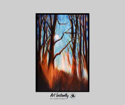 Moonlight Forest Painting Print