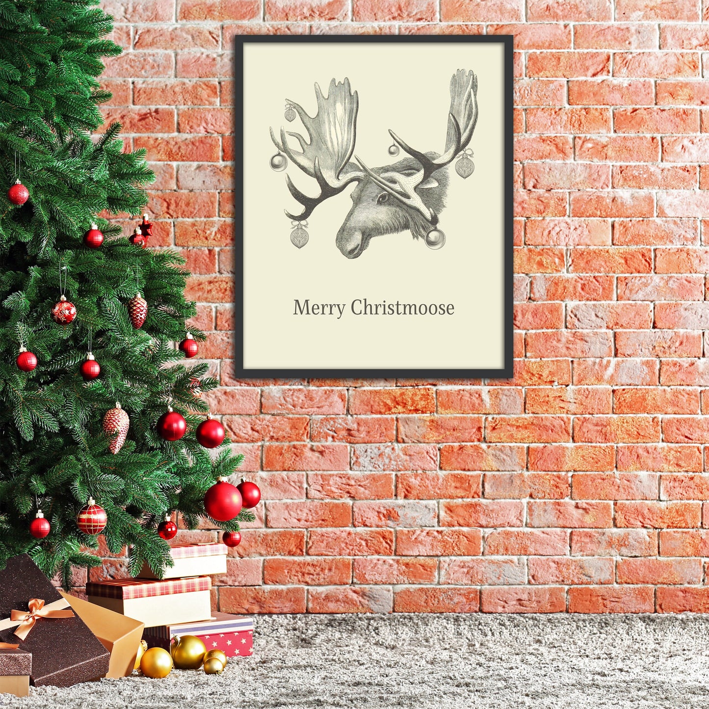 Merry Christmoose Wall Art Print