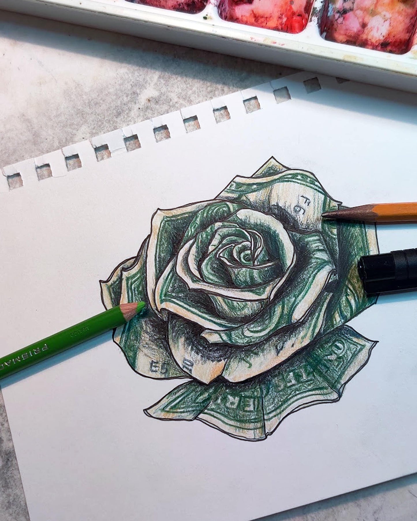 Money Rose Tattoo Design