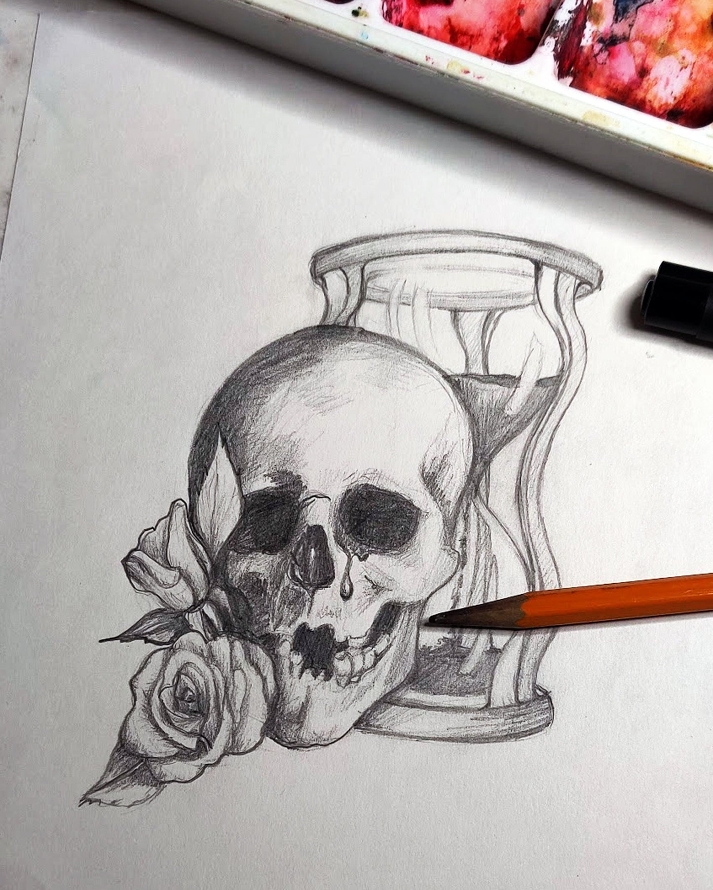 Black Hourglass Tattoo Design