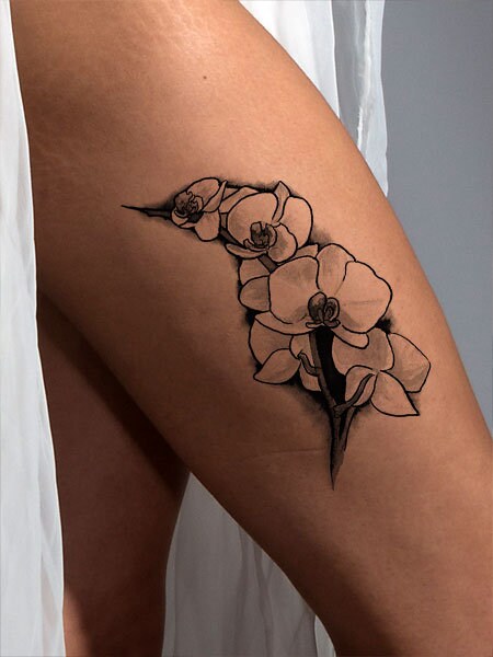 Elegant Orchid Tattoo Design