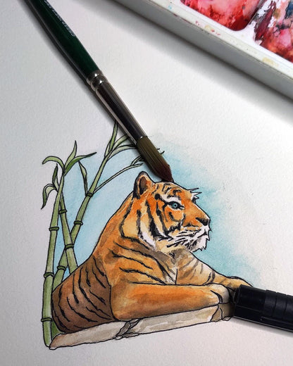 Regal Tiger Tattoo Flash Print