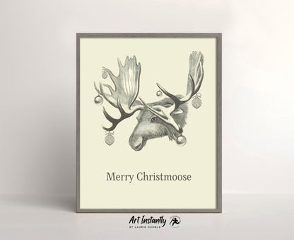 Merry Christmoose Wall Art Print