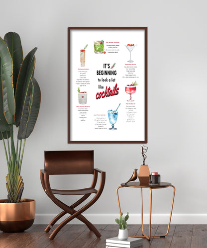 Christmas Bar Menu Art Print