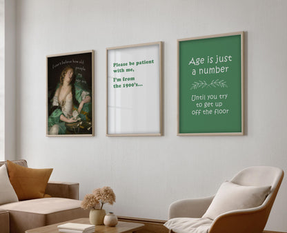 Sage Green Age Humor Wall Art Set