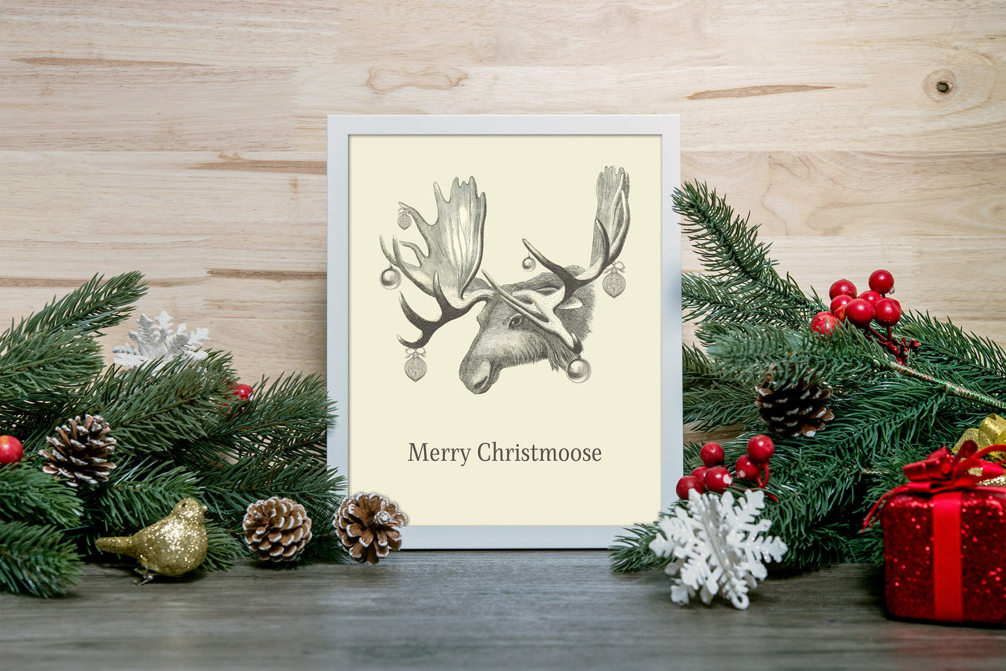 Merry Christmoose Wall Art Print