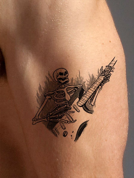 Guitar Skeleton Tattoo Design